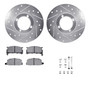 DFC Brake Rotor - Drilled & Slotted - Silver w/5000 Brake Pads & HW Kit 7512-13003