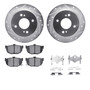 DFC Rotors-Drilled & Slotted-Silver w/ 5000 Advanced Brake Pads Incl Hdw 7512-67012