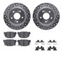 DFC Rotors-Drilled & Slotted-Silver w/ 5000 Advanced Brake Pads Incl Hdw 7512-67017