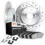 DFC Rotors-Drilled & Slotted-Silver w/ 5000 Advanced Brake Pads Incl Hdw 7512-67017