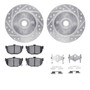DFC Rotors-Drilled & Slotted-Silver w/ 5000 Advanced Brake Pads Incl Hdw 7512-67019