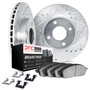 DFC Rotors-Drilled & Slotted-Silver w/ 5000 Advanced Brake Pads Incl Hdw 7512-76215