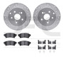 DFC Rotors-Drilled & Slotted-Silver w/ 5000 Advanced Brake Pads Incl Hdw 7512-76156