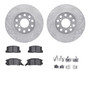 DFC Rotors-Drilled & Slotted-Silver w/ 5000 Advanced Brake Pads Incl Hdw 7512-76066