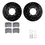 DFC Rotors-Drilled & Slotted-Black w/ 5000 Advanced Brake Pads Incl Hdw 8512-54222