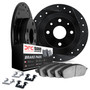 DFC Rotors-Drilled & Slotted-Black w/ 5000 Advanced Brake Pads Incl Hdw 8512-54222