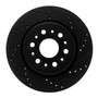 DFC Rotors-Drilled and Slotted-Black with 5000 Euro Ceramic Brake Pads for 2017-2020 Buick/Cadillac/Chevrolet (Enclave, XT5, XT6, Blazer)