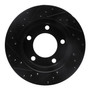 DFC Rotors-Drilled and Slotted-Black with Heavy Duty Brake Pads for 1977-1978 Jeep (CJ5, CJ7) 8202-42030