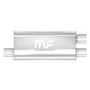 Universal Muffler - 2.5 in Offset Inlet, Dual 2.25 Outlets, 24 in Long