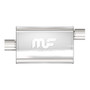 Universal Muffler - 2.5 in Offset Inlet/Center Outlet, 14 x 9 x 4 in Oval Body