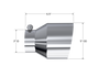 MBRP Universal T304 Stainless Steel Tip, 3in ID / 5in OD Out / 6.5in Length / Angle Cut  Single Wall