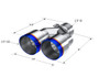 MBRP Dual Burnt End Tip for Universal Fit 3.5in OD / 2.5in Inlet - T304 Stainless Steel