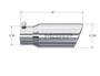 MBRP Universal Tip 4in OD 3in Inlet 10in Length Angled Rolled End T304
