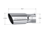 MBRP Universal Tip 6in OD 5in Inlet 15.5in Length 30 Deg Bend Angled Rolled End T304