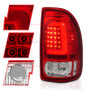 ANZO LED Tail Lights Chrome Housing Red Lens Pair for Dodge Dakota | 311349