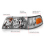 ANZO Crystal Headlight Chrome With Bumper Light (OE) for Ford Crown Victoria