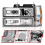 ANZO Crystal Headlights w/Light Bar Chrome 8Pcs for Chevrolet C1500 | 111529