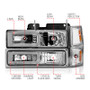 ANZO Crystal Headlights w/Light Bar Chrome 8Pcs for Chevrolet C1500 | 111529