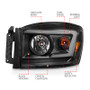 ANZO Headlights Blk Housing/Clear (w/Light Bars) for Dodge RAM 1500/2500