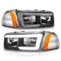 ANZO Headlights Black Amber (w/C Light Bars) for GMC Sierra/Denali | 111522