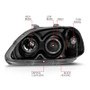 ANZO Projector Headlights w/ Halo Black for Honda Civic | 121068