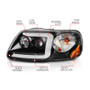 ANZO Projector Headlights w/ Light Bar Black Housing for Ford F-150 | 111503
