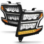 ANZO LED Light Bar Headlights Blk w/Seq DRL Amber for Chevy Tahoe/Suburban