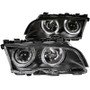 ANZO Projector Headlights w/ Halo Black for BMW 3 Series E46 | 121015