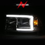 ANZO Crystal Headlight Set w/ Light Bar Chrome Housing for Dodge Dakota/Durango