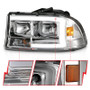 ANZO Crystal Headlight Set w/ Light Bar Chrome Housing for Dodge Dakota/Durango
