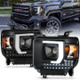 ANZO Projector Plank Style Headlight Black W/ Drl for Gmc Sierra 1500HD | 111450