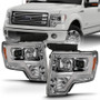 ANZO Projector Headlight Plank Style Chrome Amber for Ford F-150 | 111444