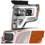 ANZO Projector Headlight Plank Style Chrome Amber for Ford F-150 | 111444