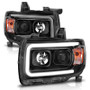 ANZO Projector Headlights w/ Plank Style Design Black w/ Amber for GMC Canyon