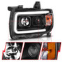 ANZO Projector Headlights w/ Plank Style Design Black w/ Amber for GMC Canyon