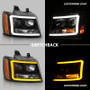 ANZO Projector Headlights w/ Plank Style Design Black w/ Amber for Chevy Tahoe
