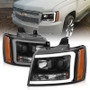 ANZO Projector Headlights w/ Plank Style Design Black w/ Amber for Chevy Tahoe