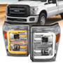 ANZO Proj Headlights Plank Swtchbk Chrome w/Amber for Ford F-250/F-350/F-450