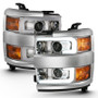 ANZO Proj Headlights Plank Chrome w/Amber for Chevrolet Silverado | 111360