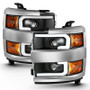 ANZO Proj Headlights Plank Blk w/Amber for Chevrolet Silverado | 111359