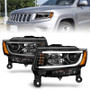 ANZO Projector Headlights w/ Plank Style Design Black for Jeep Grand Cherokee