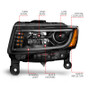 ANZO Projector Headlights w/ Plank Style Design Black for Jeep Grand Cherokee