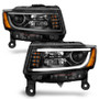 ANZO Projector Headlights w/ Plank Style Design Black for Jeep Grand Cherokee