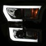 ANZO Projector Headlights w/ Plank Style Design Chrome w/ Amber for Ford F-150