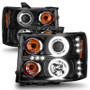 ANZO Projector Headlights w/ Halo Black for Gmc Sierra 1500 | 111125