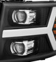 AlphaRex PRO-Series Proj Headlight Plank Style Matte Black for Chevy 1500HD
