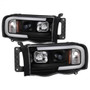 Spyder Light Bar Projector Headlights for Dodge Ram 1500 - Black