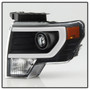 xTune Projector Headlights for Ford F150 - Light Bar DRL - Black