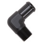 Edelbrock 90-Deg Hose End 1/2in NPT to 3/4in Black
