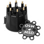 MSD Ignition 84333 | Distributor Cap V8 HEI Terminals Black with Wire Retainer